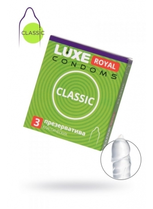 ПРЕЗЕРВАТИВЫ LUXE, ROYAL, CLASSIC, 18 СМ, 5,2 СМ, 3 ШТ.