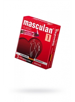 ПРЕЗЕРВАТИВЫ MASCULAN, CLASSIC 1, НЕЖНЫЕ, 18,5 СМ, 5,3 СМ, 3 ШТ.